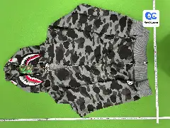 Cross-Border Foreign Trade Wholesale New Style Shark Camouflage Hooded Zip-Up Fleece-Lined Unisex Sweatshirt Jacket Trendy