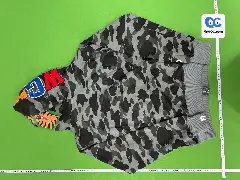 Cross-Border Foreign Trade Wholesale New Style Shark Camouflage Hooded Zip-Up Fleece-Lined Unisex Sweatshirt Jacket Trendy
