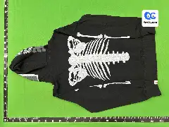 Trendy Brand Bape Shark Skeleton Self-Printed Cracked Pattern American High Street Style Jacket with Skull Design, Unisex, Hooded, Loose Fit