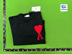 Ami Early Autumn New Sweater with Pullover Design, Simple Commuter Jacquard Pattern, Versatile Large Heart Design, Unisex Round Neck Knit
