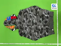 [DX24-9] Shark Camo Zip-Up Hoodie Unisex Couple's Loose Fit
